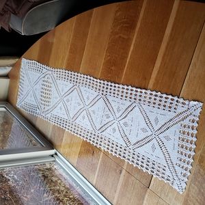 Handmade long doili table runner unique #3